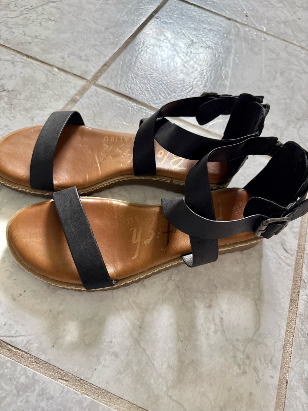 Blowfish Black Strappy Ankle-Wrap Sandals